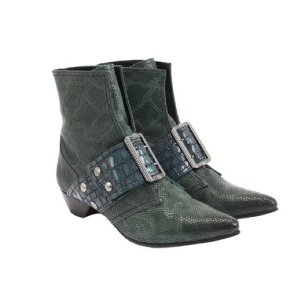 John Fluevog Truth Cheryl Buckle Boot Crocodile Emboss